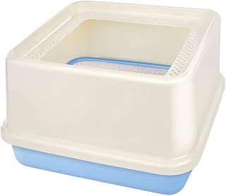 Top-Entry Semi-Closed Cat Litter Box, Large Capacity, Blue
