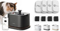 Black cordless cat water fountain with stainless steel tray and filters