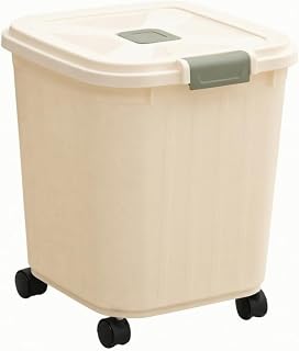 Wheeled Pet Food Storage Bin with Lid and Caster Wheels, Lockable, Portable, Green Buckle