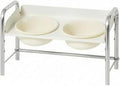 Angled Raised Cat Feeding Station with Ceramic Bowls, Easy to Clean, Stainless Steel Frame, 600ML (15CM)