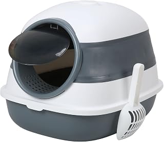 Enclosed Foldable Cat Litter Box with Lid, Splash-Proof, TPE
