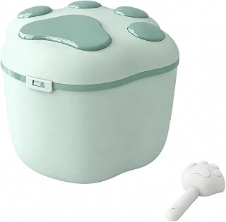 Airtight Pet Food Storage Container with Lid and Ladle, Lightweight, Sealed, Green