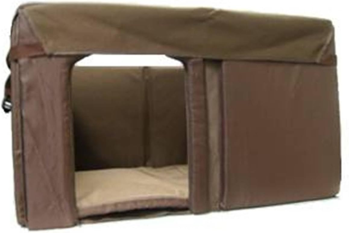 Medium log cabin style outdoor dog house with sloped roof – view 2