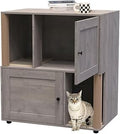 GarveeLife Cat Litter Box Enclosure for 2 Cats, Double Room with Scratch Posts and Double-Layer Litter Mats, Grey