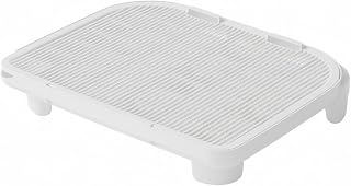 Litter Mat with Grid Pattern and Raised Border, White, 9CM