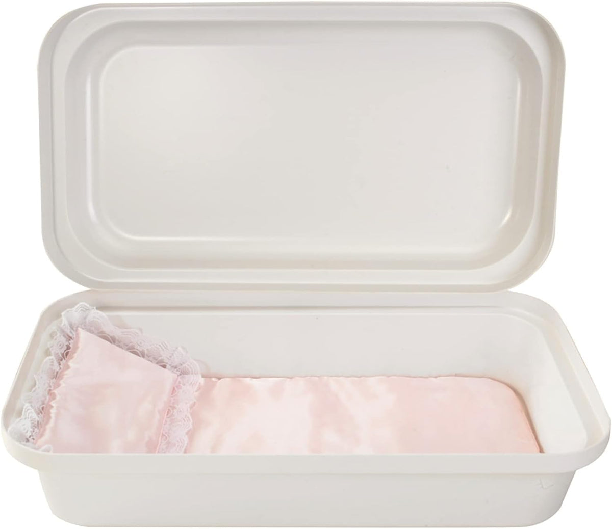 White and pink classic pet burial casket