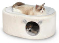 Fluffy Enclosed Cat Bed with Top Hammock, Large Cozy Cave Lounge