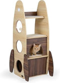 Gecheer Rocket Cat Tree 47-Inch, Large Wooden Tower, Condo, Sisal Posts, Plush Perches, Hanging Toy