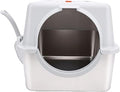 Metal Cat Litter Box, Enclosed, High-Sided, with Lid, Light Gray
