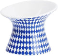Diamond Pattern Tall Anti-Knockover Ceramic Cat Bowl