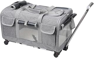 Extra Large Portable Pet Trolley Carrier, Detachable and Foldable, Grey
