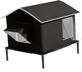 Stray Cat Shelter Hideaway, Weatherproof, Elevated Base, Black