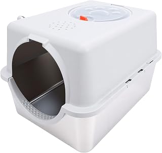 Stainless Steel Cat Litter Box Metal Pan, Light Gray