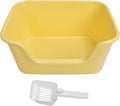 Large Cat Litter Box, High-Sided, Open Top, Anti-Splash, Sturdy Plastic, Green