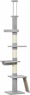 90.6-102.4 Inch Floor-to-Ceiling Cat Tree, 5-Level Tower, Light Gray