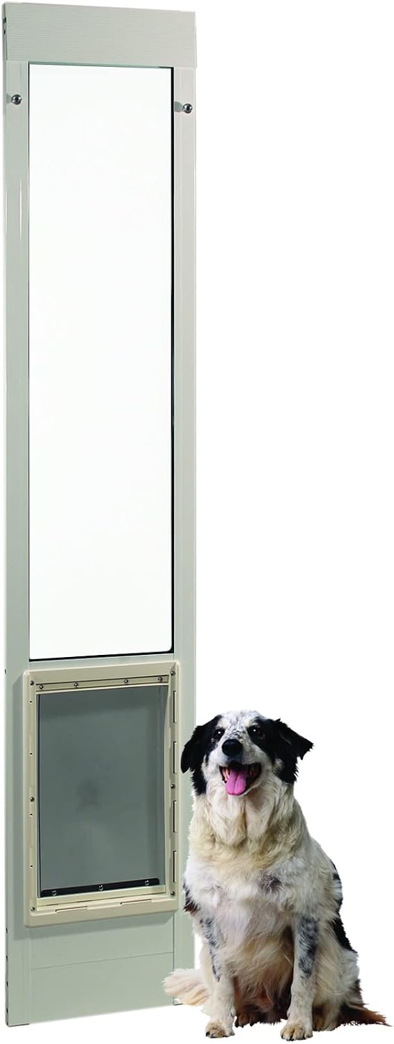 White aluminum patio door pet insert with super large flap in a sliding door – view 2