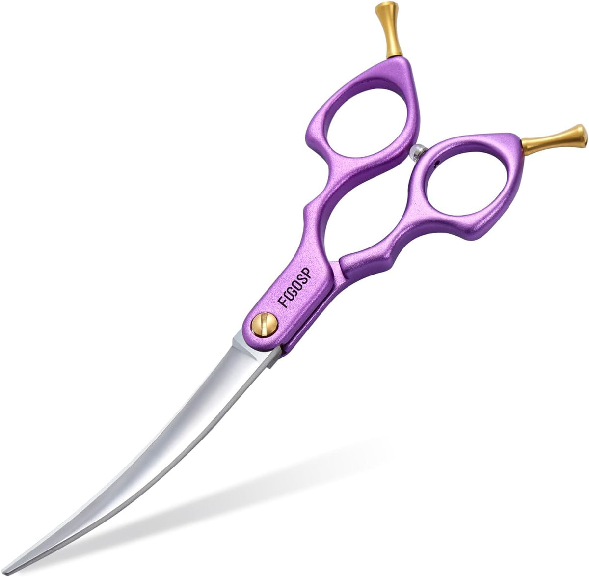 Blue left-handed curved dog grooming scissors, 6.5 inches – view 6