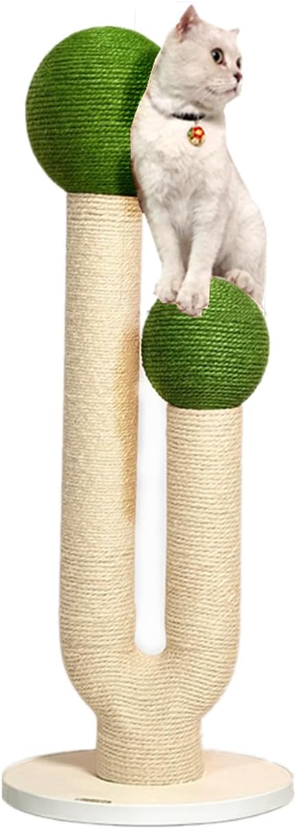 Green 45.3 inch cactus-shaped cat scratching post with sisal rope