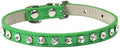 Christmas Cat Collar with Leather Strap and Diamond Bib, Small, Style E
