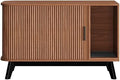 39" Hidden Cat Litter Box Enclosure with Sliding Door, Walnut