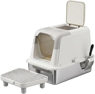 Stainless Steel Enclosed Cat Litter Box with Lid