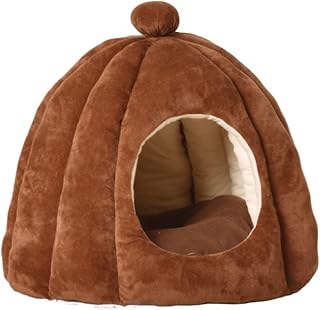 Warm Removable Semi-Enclosed Hooded Cat Cave Bed with Cushion