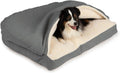 Heather gray burrow cave dog bed with blanket hood – view 4