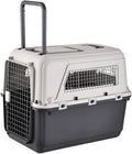 Heavy duty airline-style pet carrier with metal door and handle