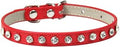 Shiny Rhinestone Cat Collar with Leather Strap, Small, Style E