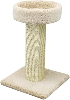 Maykoosh French Flair Elevated Cat Bed with Sisal Scratching Post and Plush Carpet, Light Tan