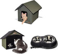 K&H Pet Products Outdoor Heated Kitty House with Dining Room and Heated Thermo-Kitty Cafe, Olive