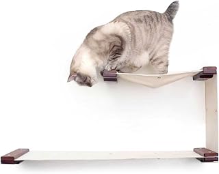 Catastrophic Creations Double Decker Cat Hammock, Wall-Mounted Bamboo Cat Tower with Canvas Fabric Hammock Perch