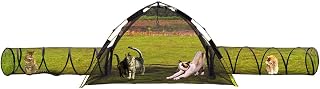 3-in-1 Portable Pop-Up Cat Playpen with Visual Net and Tunnels for Cats, Puppies and Small Animals, Large