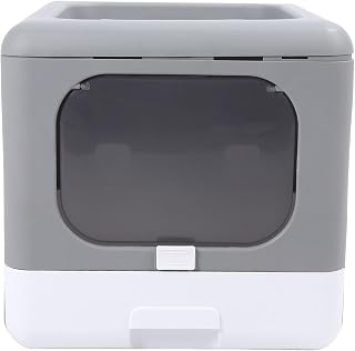 Large Enclosed Foldable Top-Entry Cat Litter Box with Odor Control
