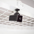 Wireless magnetic horse trailer camera with phone showing live video