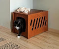 Wooden Cat Litter Box Enclosure, Modern Hidden Cat House and Pet Crate Furniture