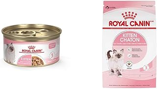Royal Canin Feline Health Nutrition Kitten Thin Slices in Gravy Canned Food 3 Oz and Kitten Dry Food 14 lb Bag Bundle
