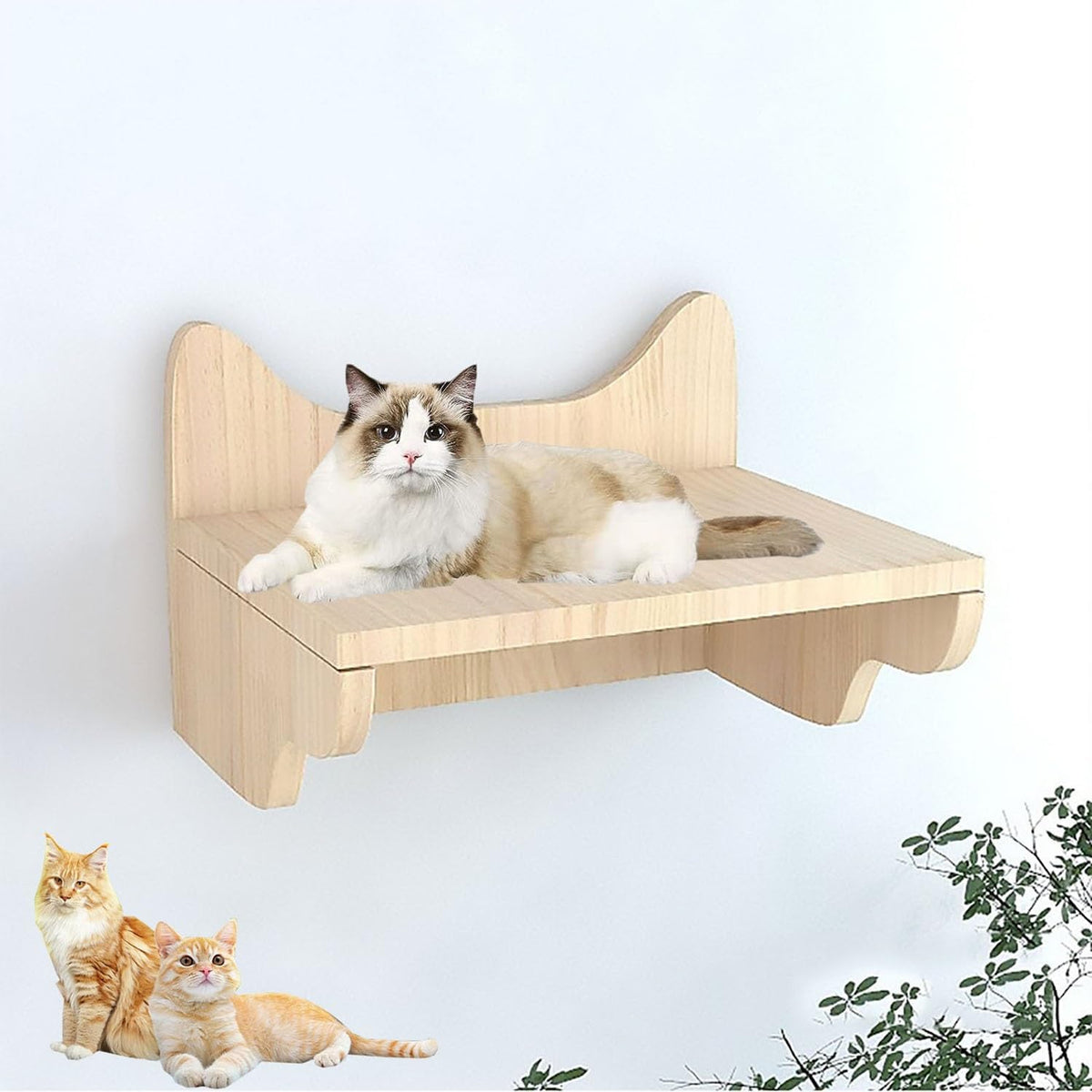 Pine wood wall and ceiling mounted cat climbing shelves – view 15