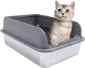 Stainless Steel Cat Litter Box with Lid, Extra Large, High-Sided, Semi-Enclosed, Anti-Splash, Black