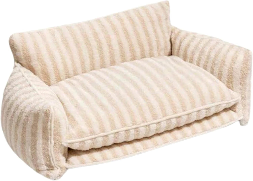 Pink striped dog sofa bed with pillow cushions, extra large – view 3