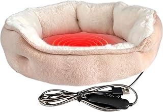 Heated Cat Bed with Washable Pad, Adjustable Temperature