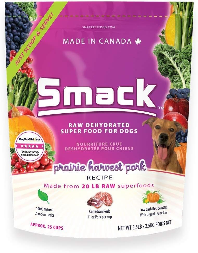 Bag of dehydrated raw pork dog food