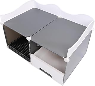 Enclosed Cat Litter Box with Detachable Lid, Gray