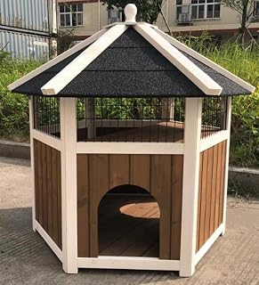 Weatherproof Outdoor Wooden Cat House, Sturdy Design for Play and Hide