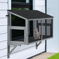 Wooden window catio with fine mesh panels attached to a window – view 3