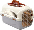 Hard-Sided Cat Carrier with Built-In Water Bowl, Pet Transport Crate for Road Trips, Gray