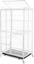 4-Tier Large Cat Playpen, Indoor Metal Wire Crate with 360 Degree Wheels