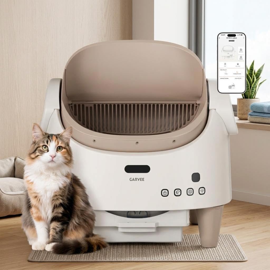 Automatic self-cleaning multi-cat litter box with app control