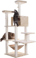 72 inch beige real wood multi-level cat tree