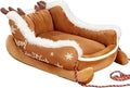 Sled-Shaped Cat Bed with Long Pile Cover and Raised Cushion, Brown, L